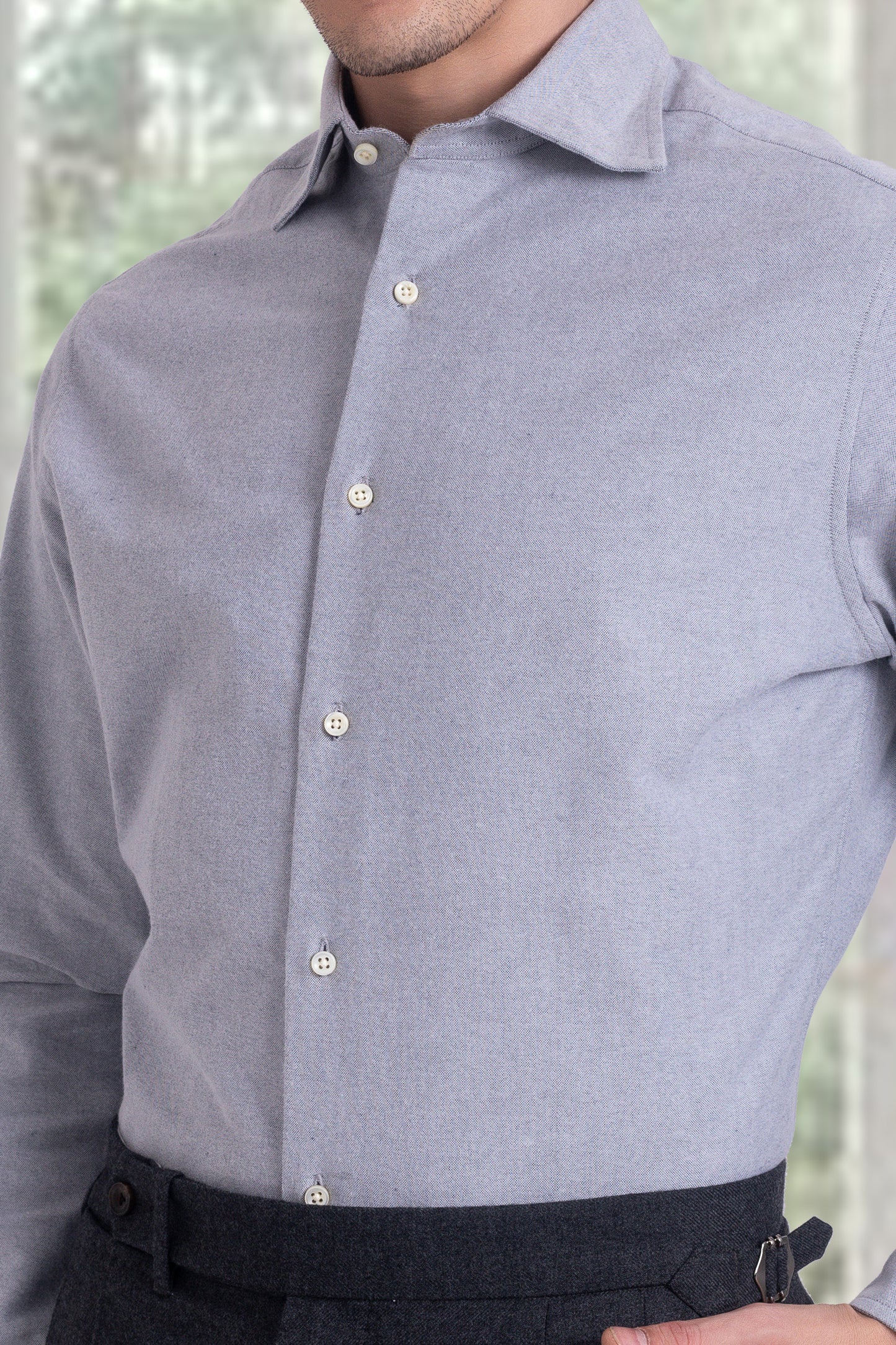 Grey Brushed Oxford Shirt