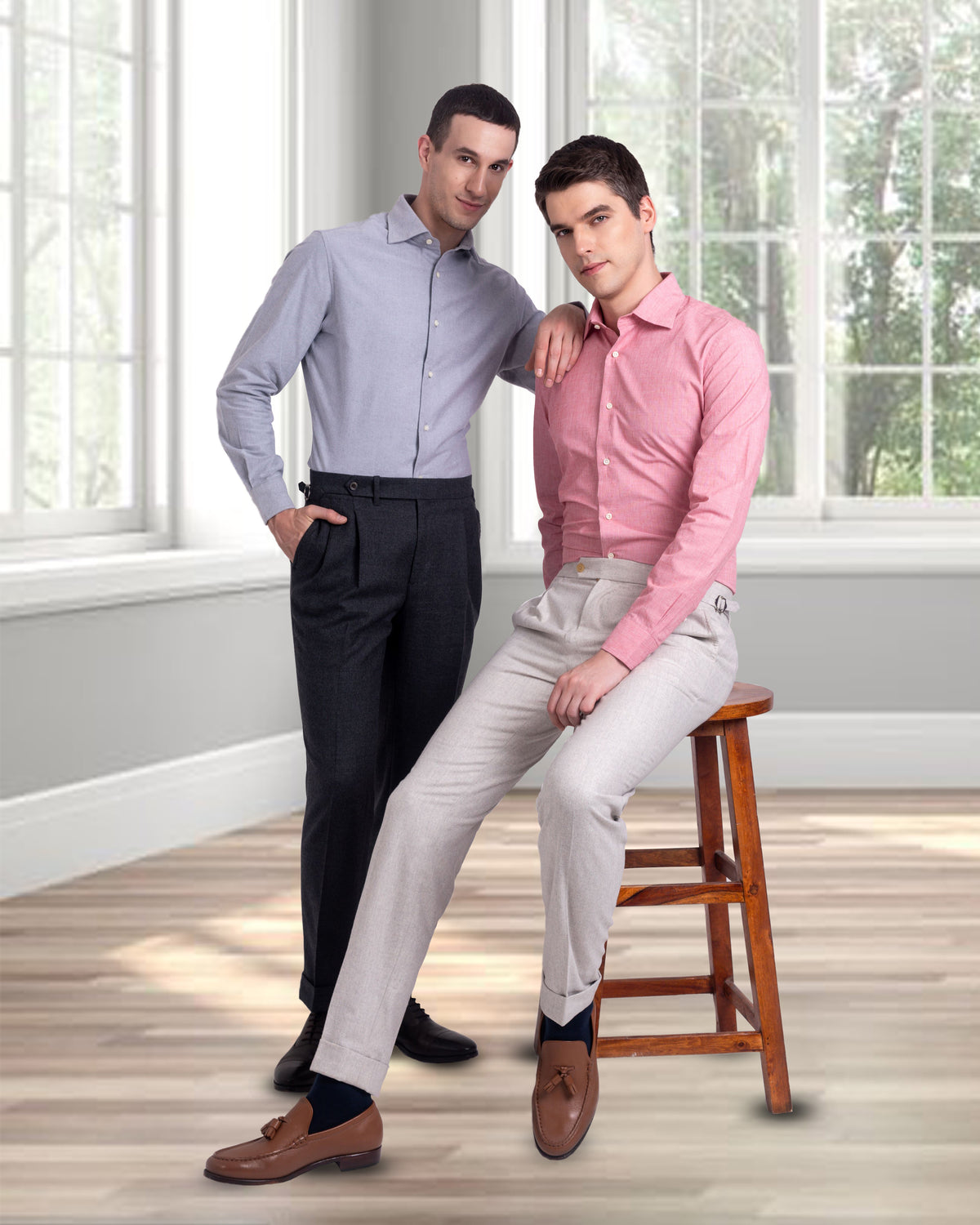 Grey Brushed Oxford Shirt - 7