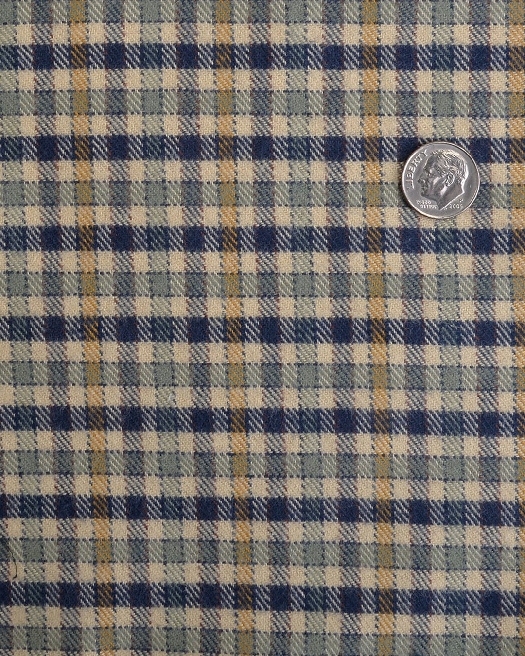Navy Green Tattersall On Beige Flannel Shirt - 5