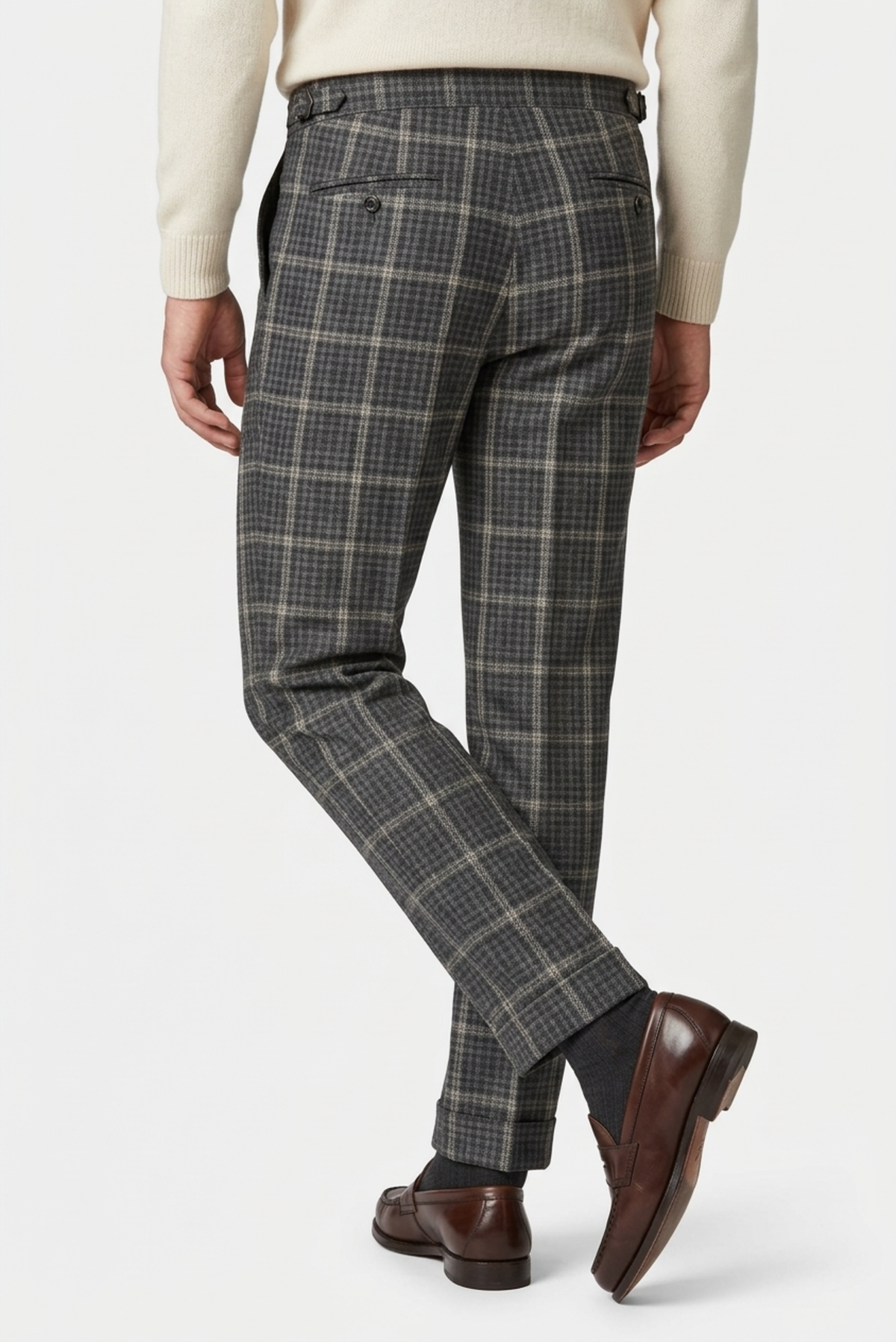 Loro Piana Brown and Grey Tweed Overchecks Pants - 2