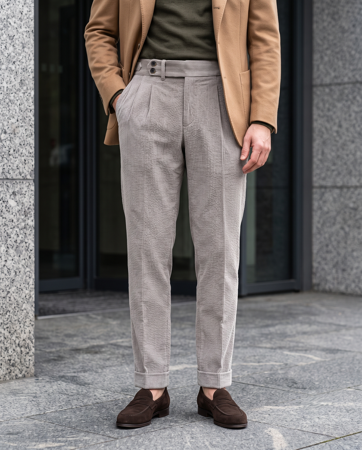 Modrone Corduroy Seersucker Beige - 8 Wale - 1