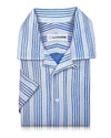 Summer Camp Collar Casual Shirt in White and Blue Stripes