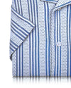Summer Camp Collar Casual Shirt in White and Blue Stripes