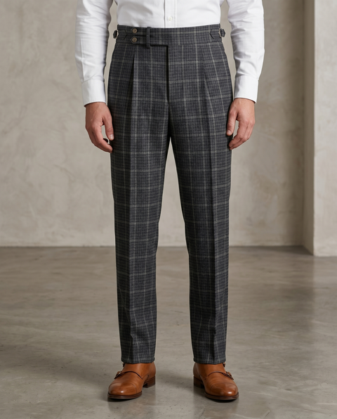 Loro Piana Brown and Grey Tweed Overchecks Pants