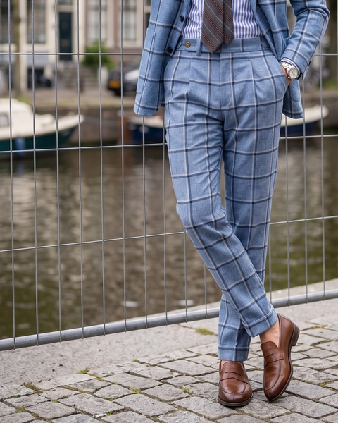 Dugdale Light Blue Windowpane Tweed