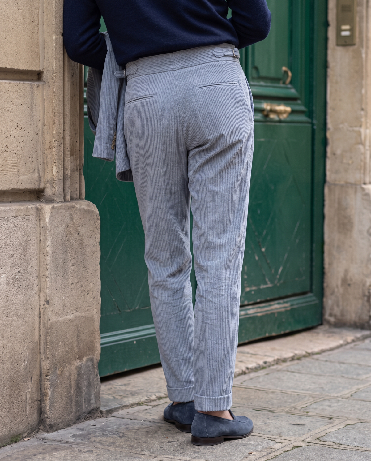 Modrone Corduroy Seersucker Bluish-Gray -8 Wale - 2