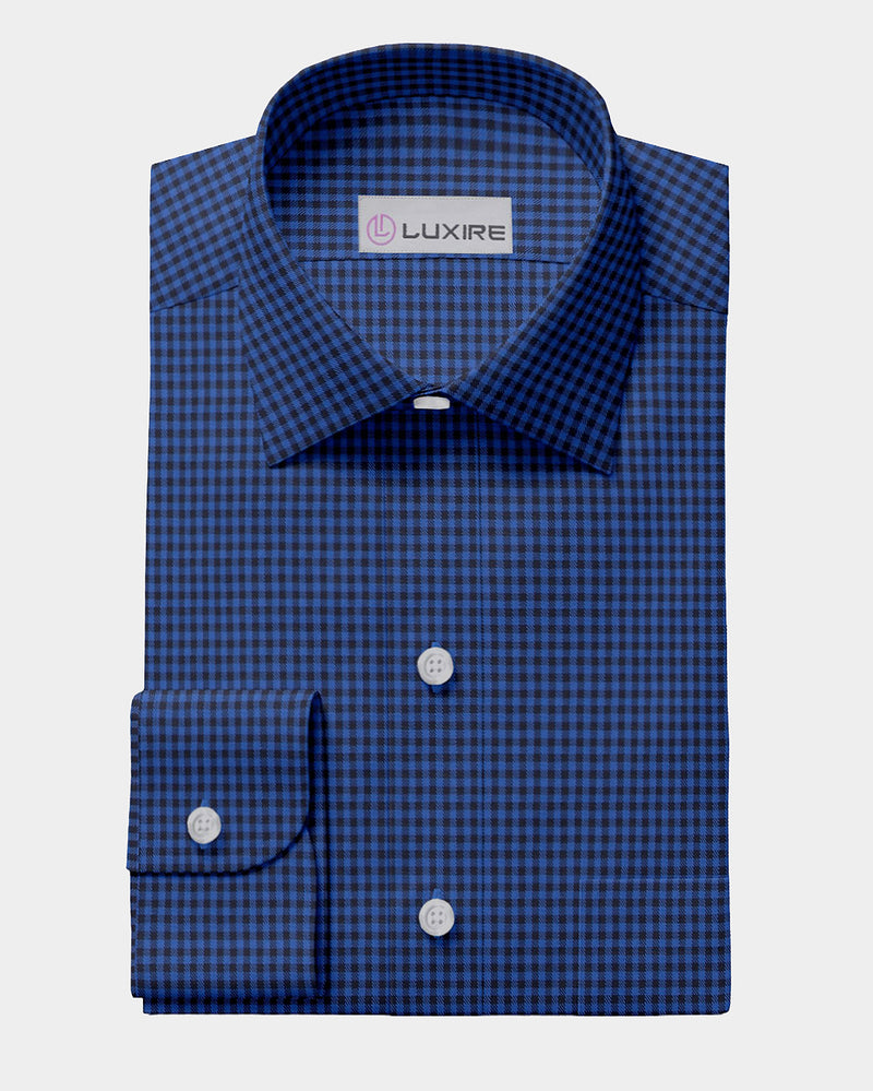 Navy Black Small Gingham Twill