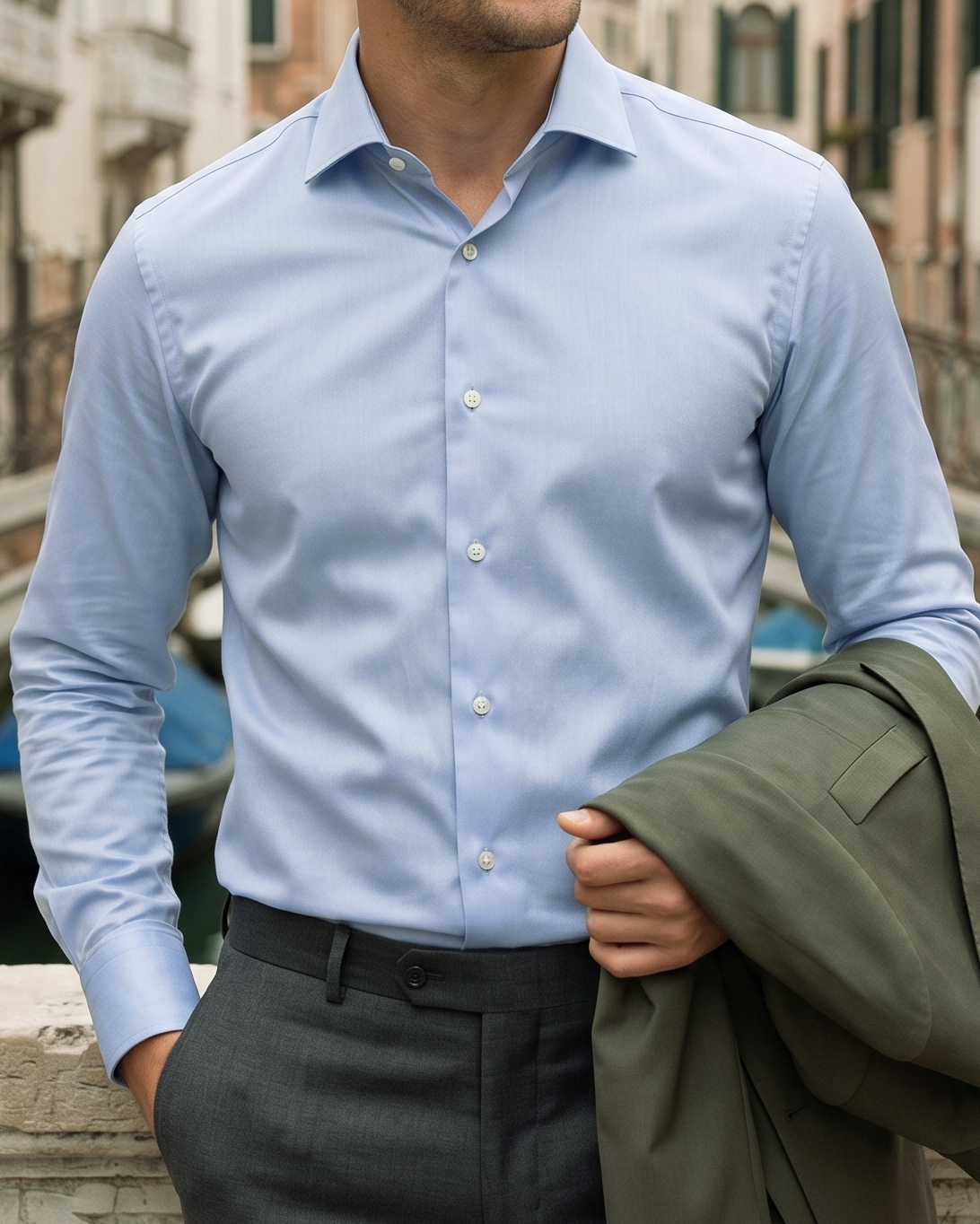 Nevron Wrinkle Resistant Sky Blue Twill Shirt - 2
