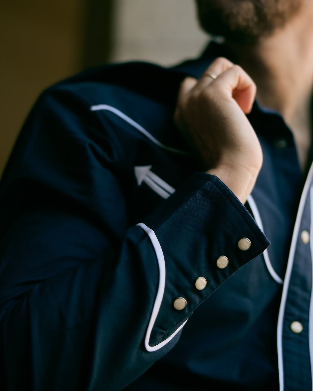 Navy Pinpoint Oxford Sartorial Western Shirt