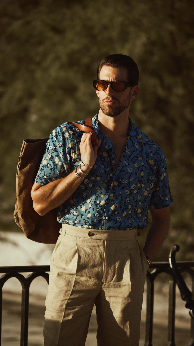 Pleated Goldish Yellow Linen Shorts