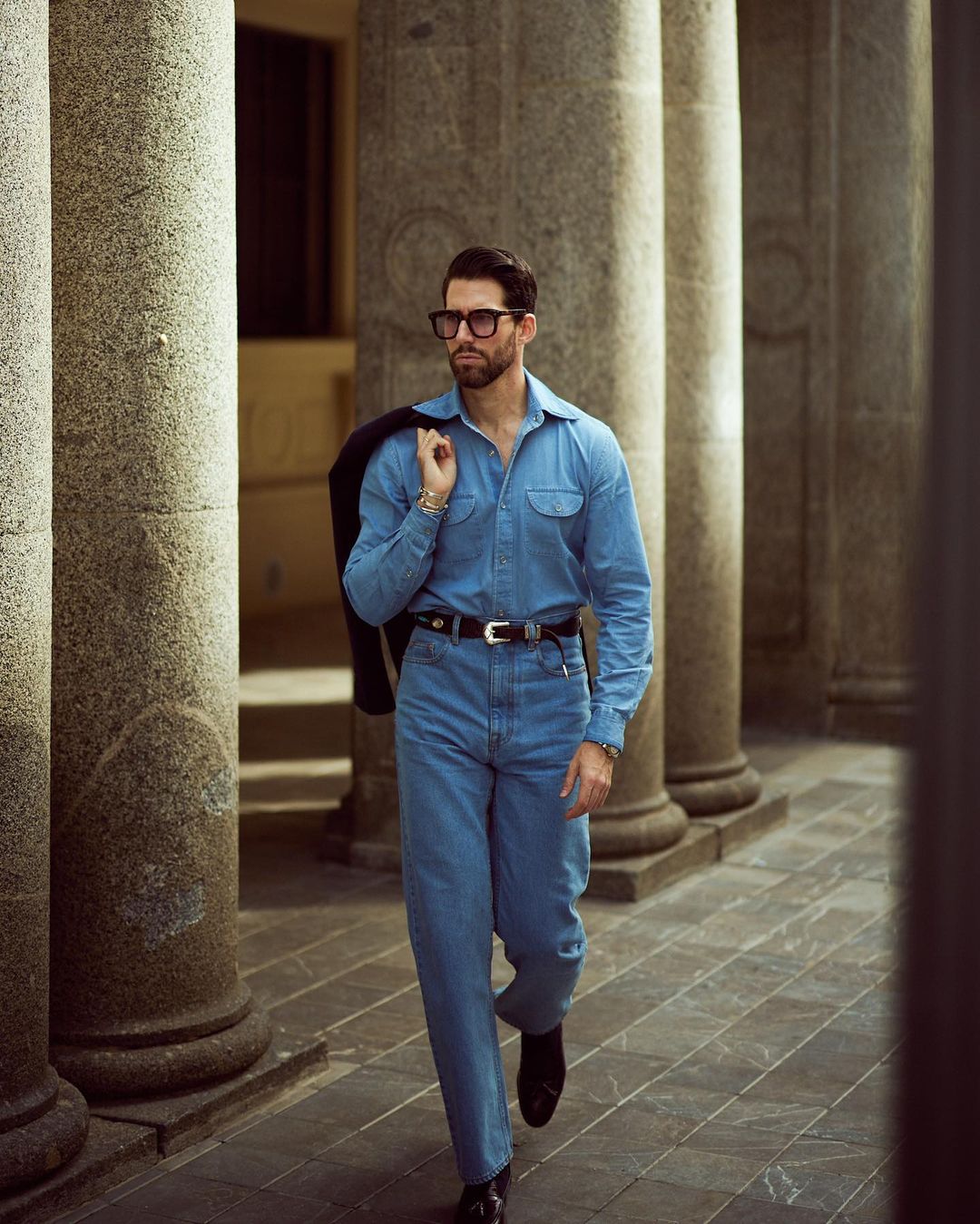 Fade Washed Indigo Denim Chambray Shirt - 3