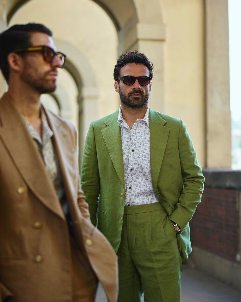 Linen Fresco Golden Brown Double Breasted Suit