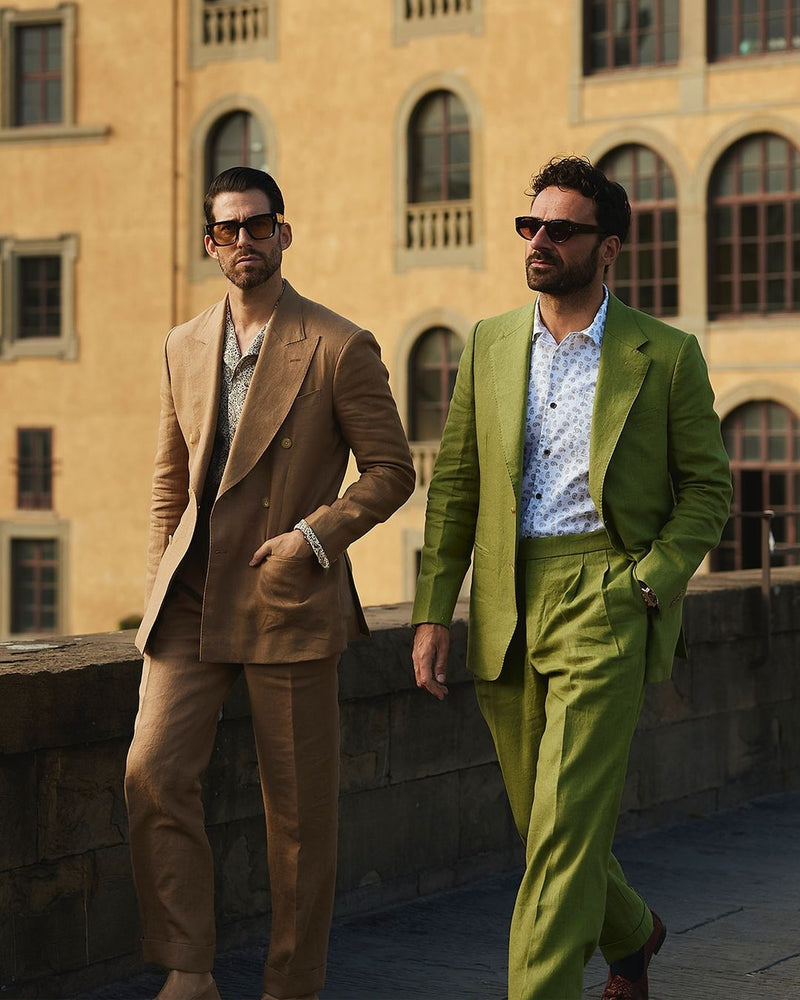 Linen Fresco Golden Brown Double Breasted Suit