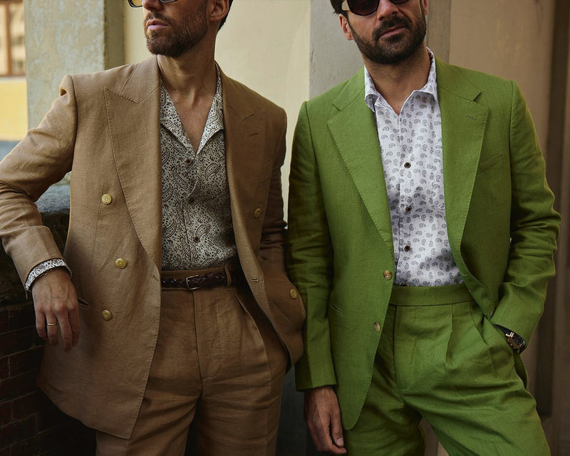 Linen Fresco Golden Brown Double Breasted Suit