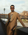 Linen Fresco Golden Brown Double Breasted Suit
