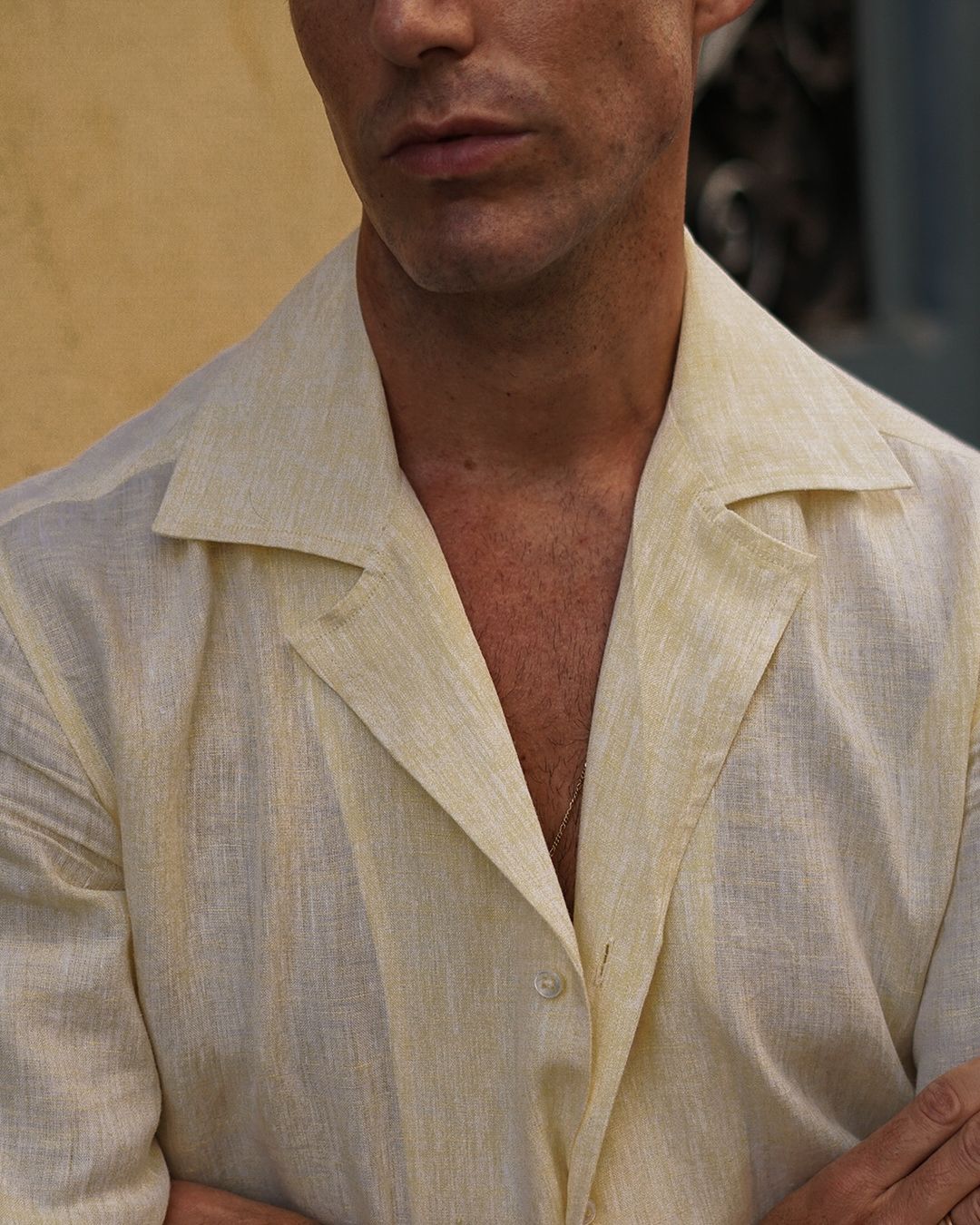 Pleated Linen Vintage Cream Birdseye Pant - 9