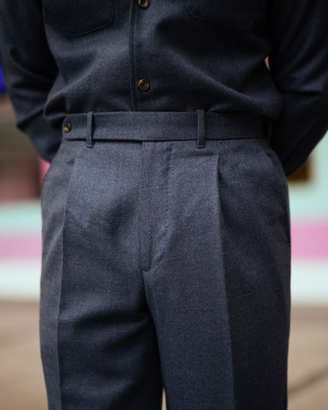Dugdale Navy Blue Wool Flannel Shirt Jacket - 10