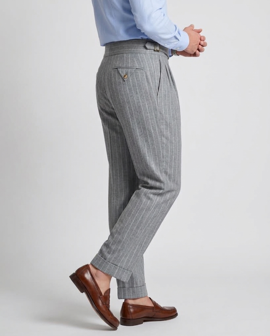 VBC Granite Grey Striped Wool Pants - 2