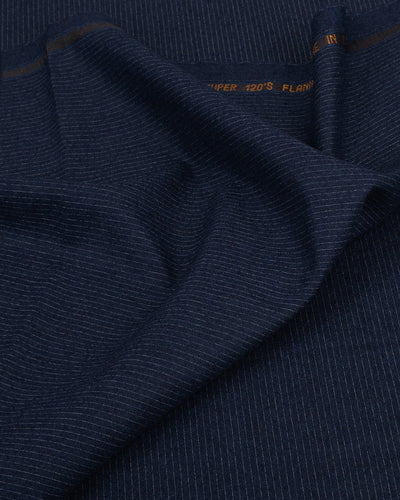 Vitale Barberis Canonico- 120s White Pin Stripes On Navy Flannel