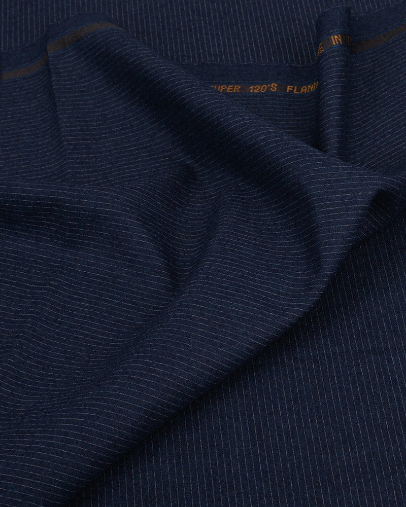 Vitale Barberis Canonico- 120s White Pin Stripes On Navy Flannel