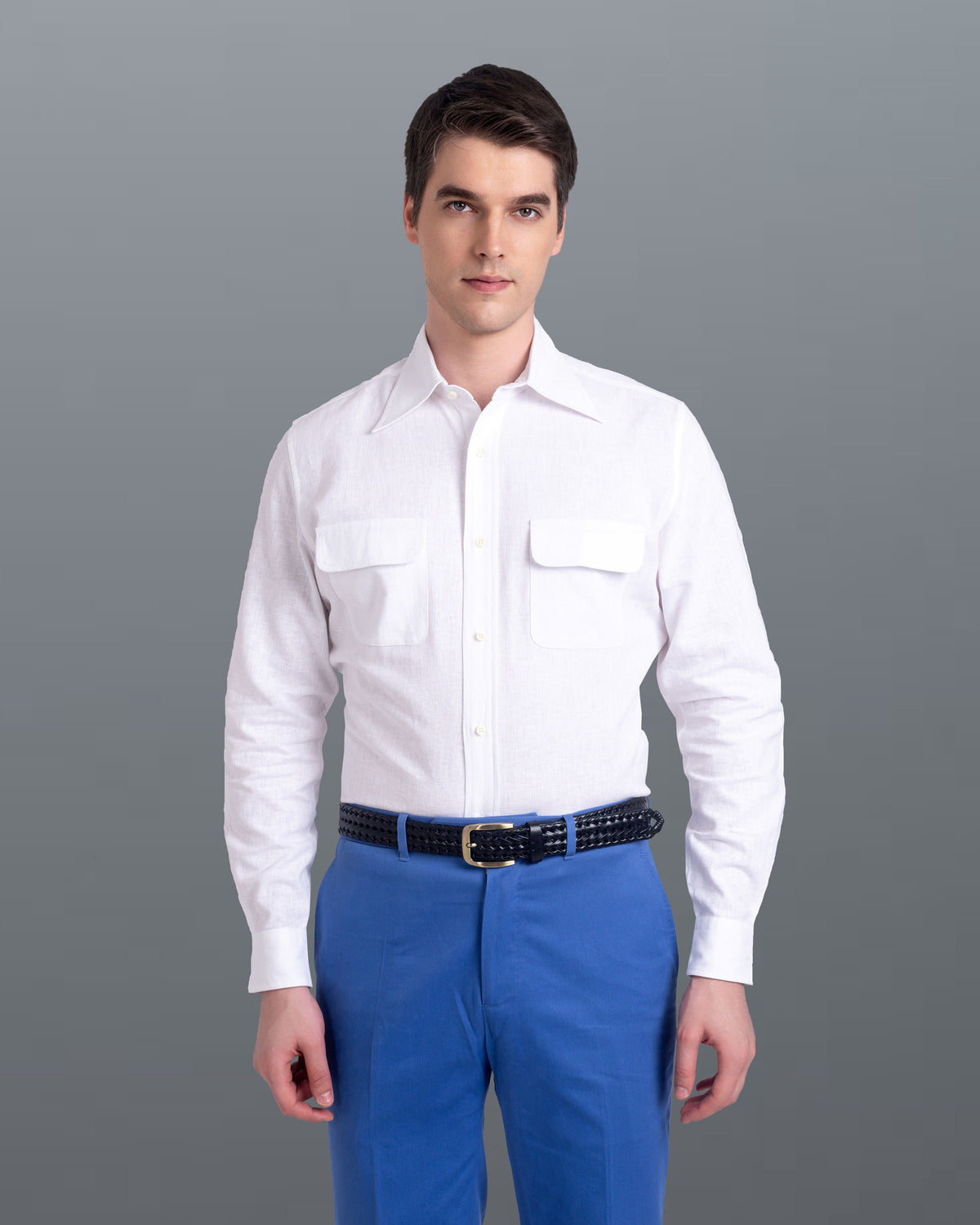 White Fresco Madapolam Chambray Western Shirt - 2