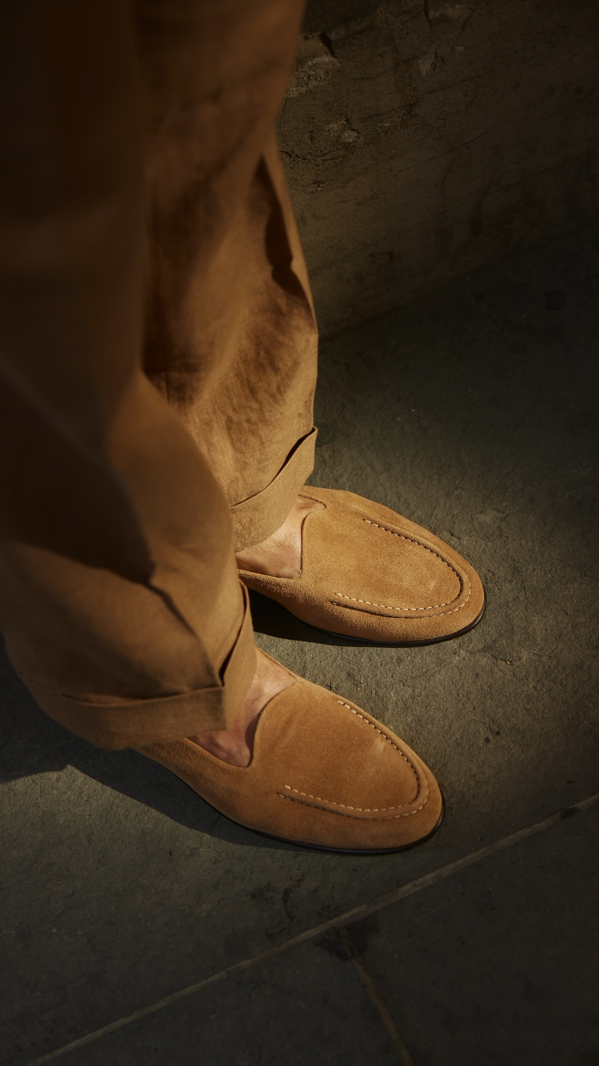 Pleated Linen Fresco Golden Brown Dress Pant - 5