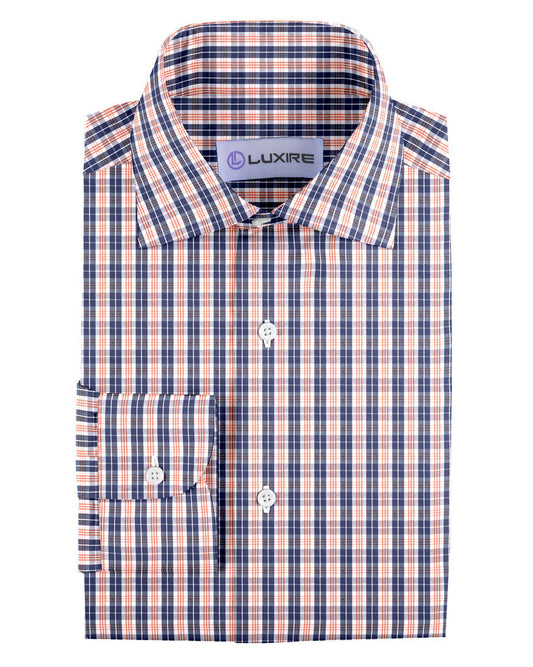 Navy Orange White Tartan Checks