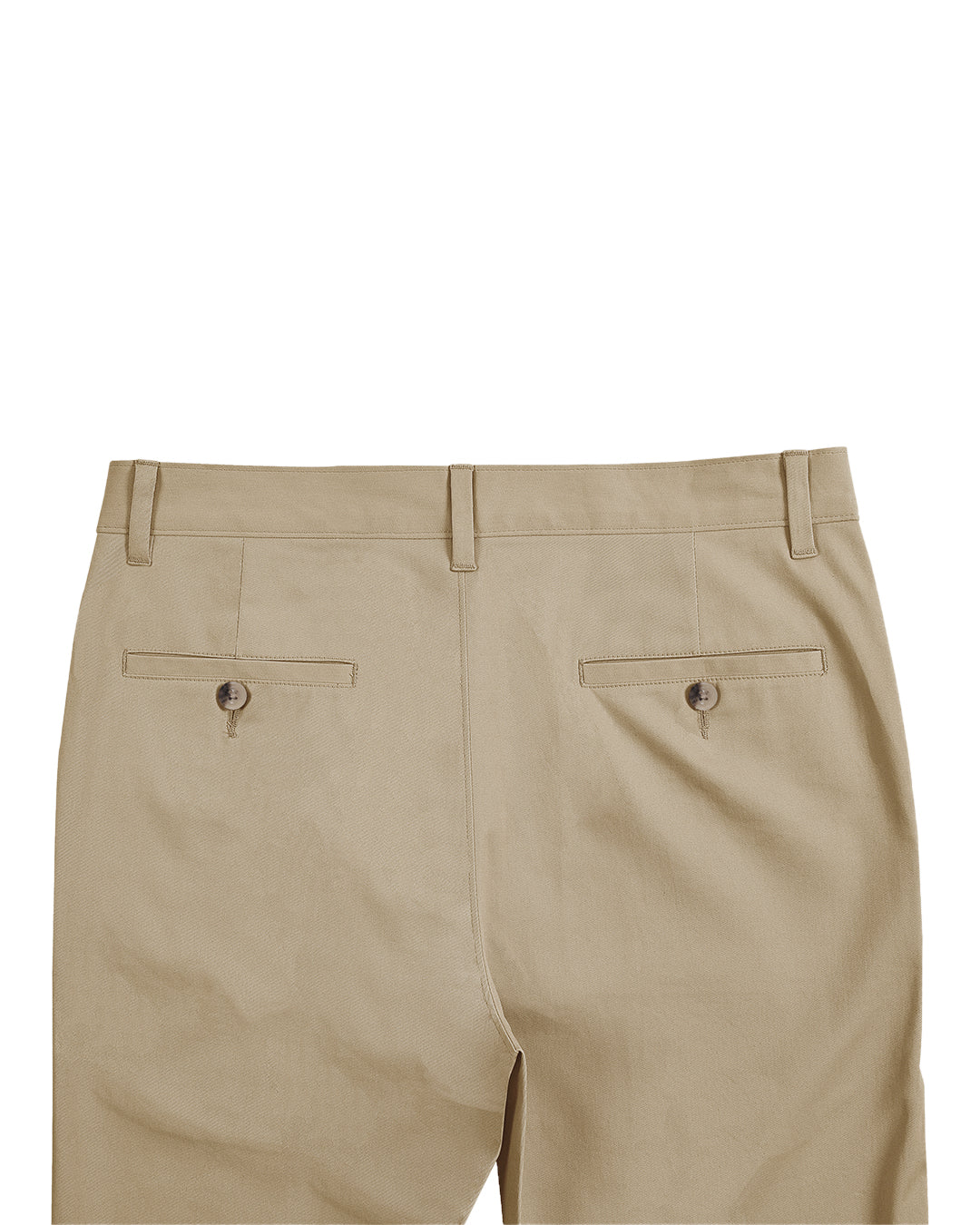 Back view of custom Genoa Chino pants for men by Luxire in British khaki