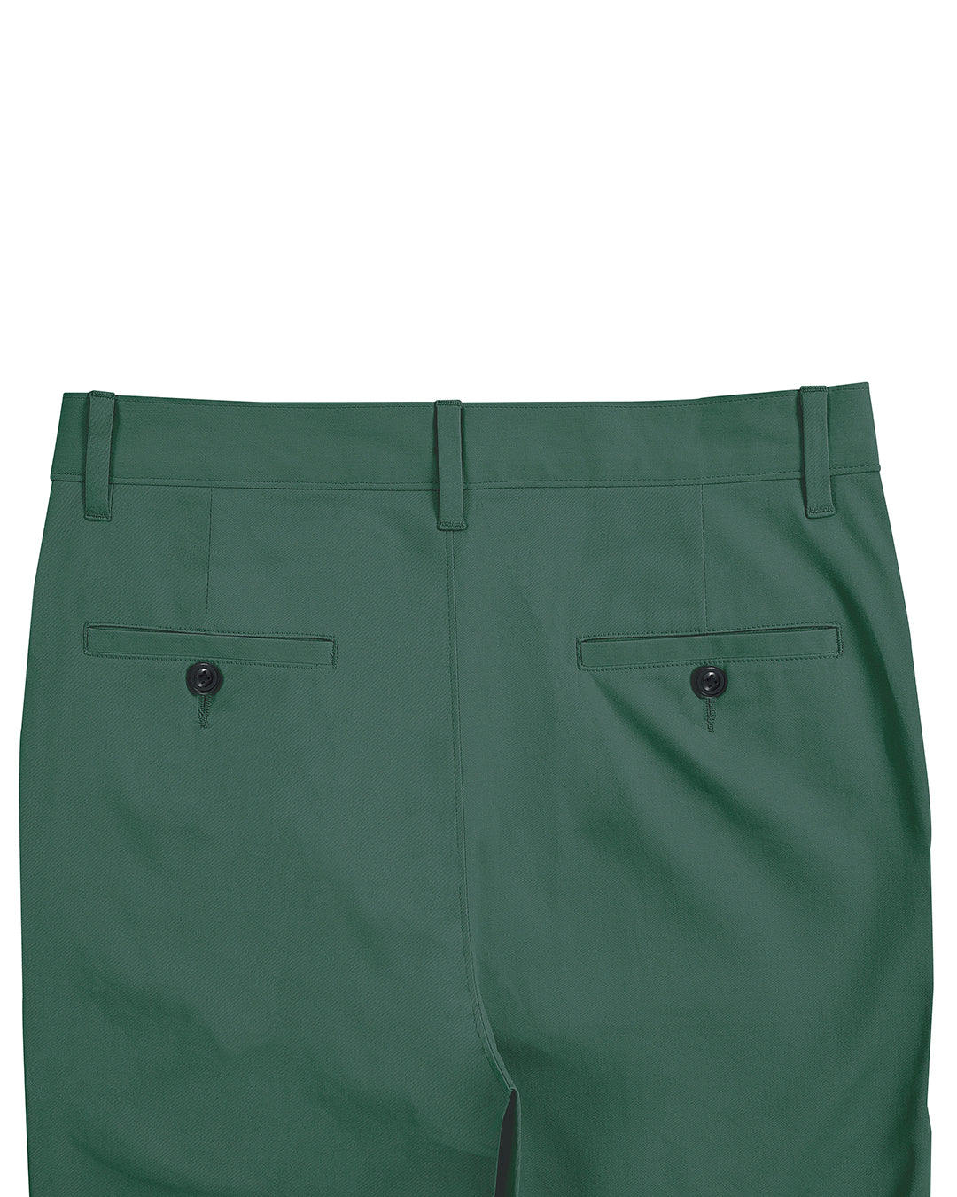 Back view of custom Genoa Chino pants for men by Luxire in fern green