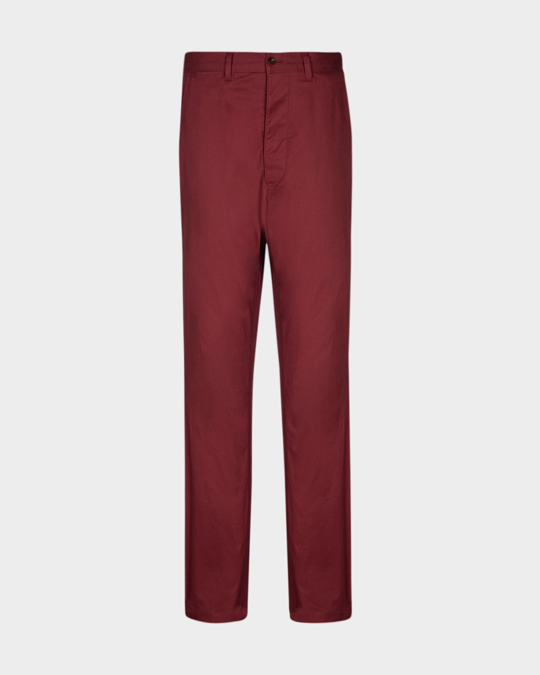 Front view of custom Genoa Chino pants for men by Luxire in plum