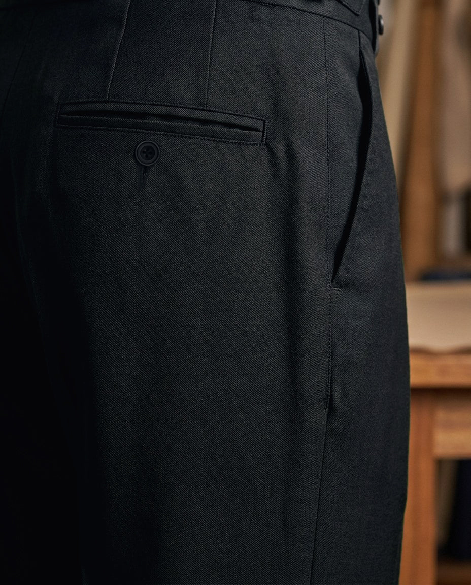 Dark Charcoal Grey Twill Pant - 3