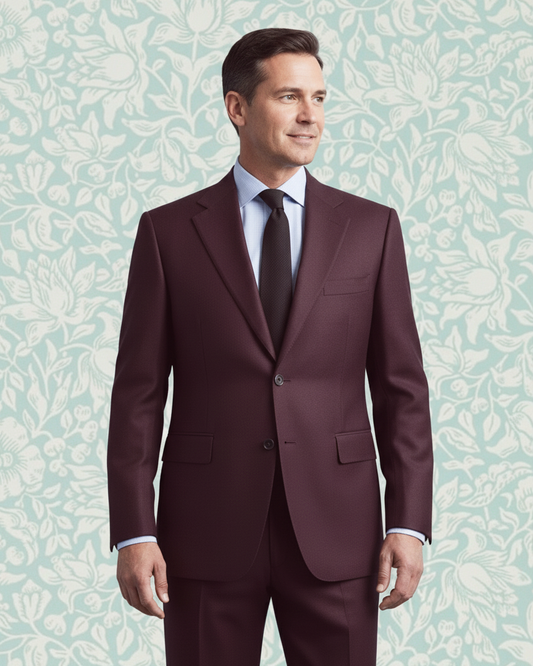 Dugdale Maroon Wool Flannel Suit