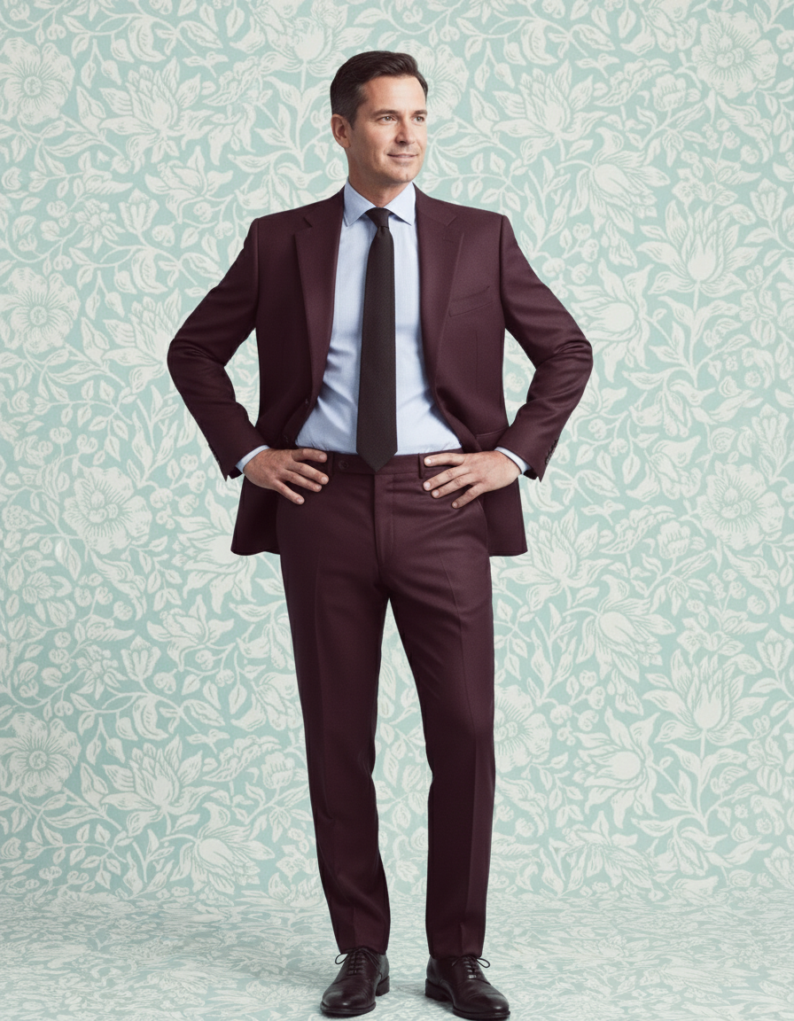 Dugdale Maroon Wool Flannel Suit