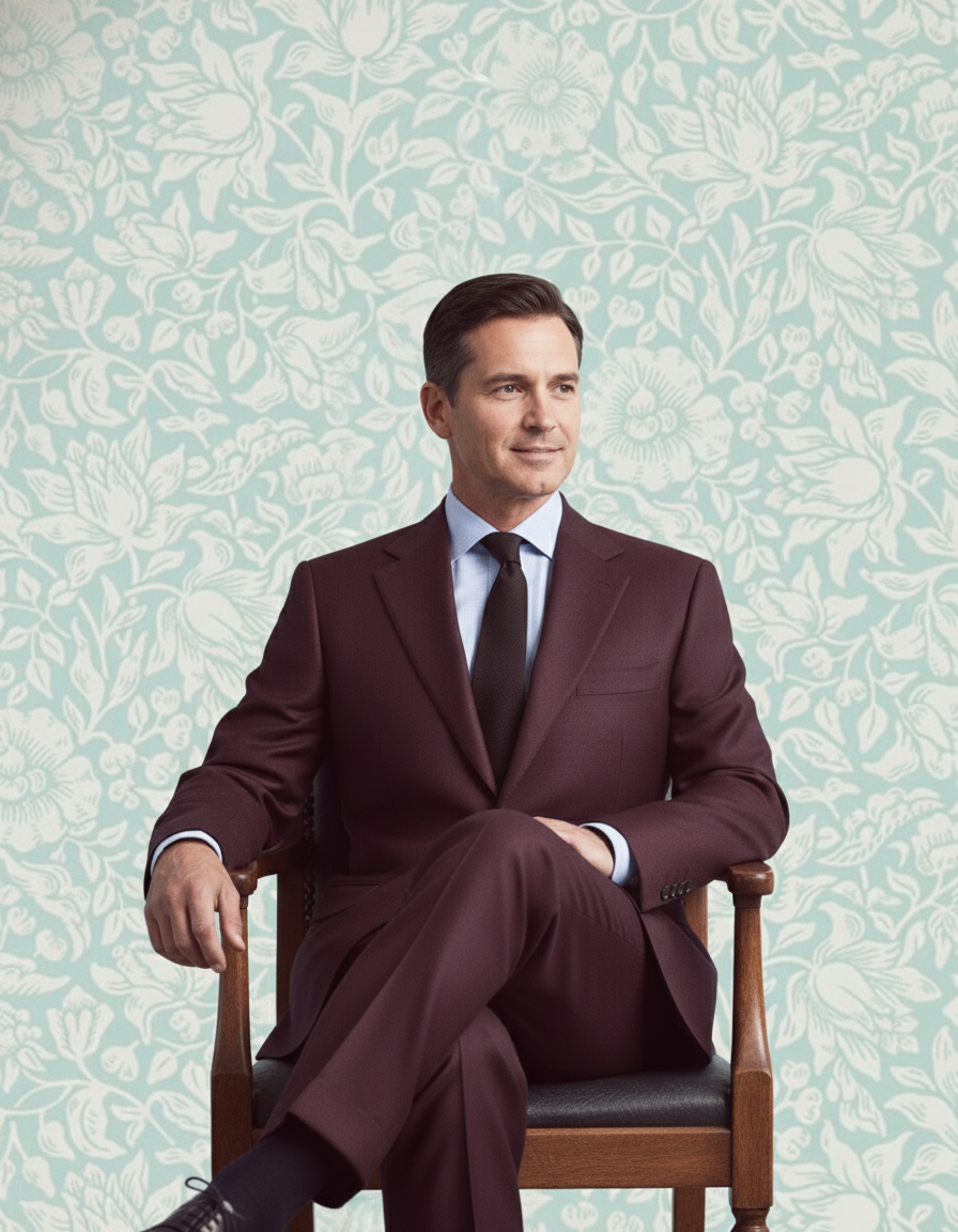 Dugdale Maroon Wool Flannel Suit - 8