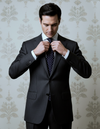 Dark Grey Wool Pinstripes Suit