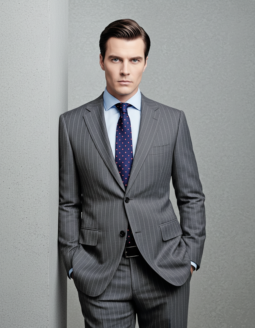 Grey Wool Pinstripes Suit - 4