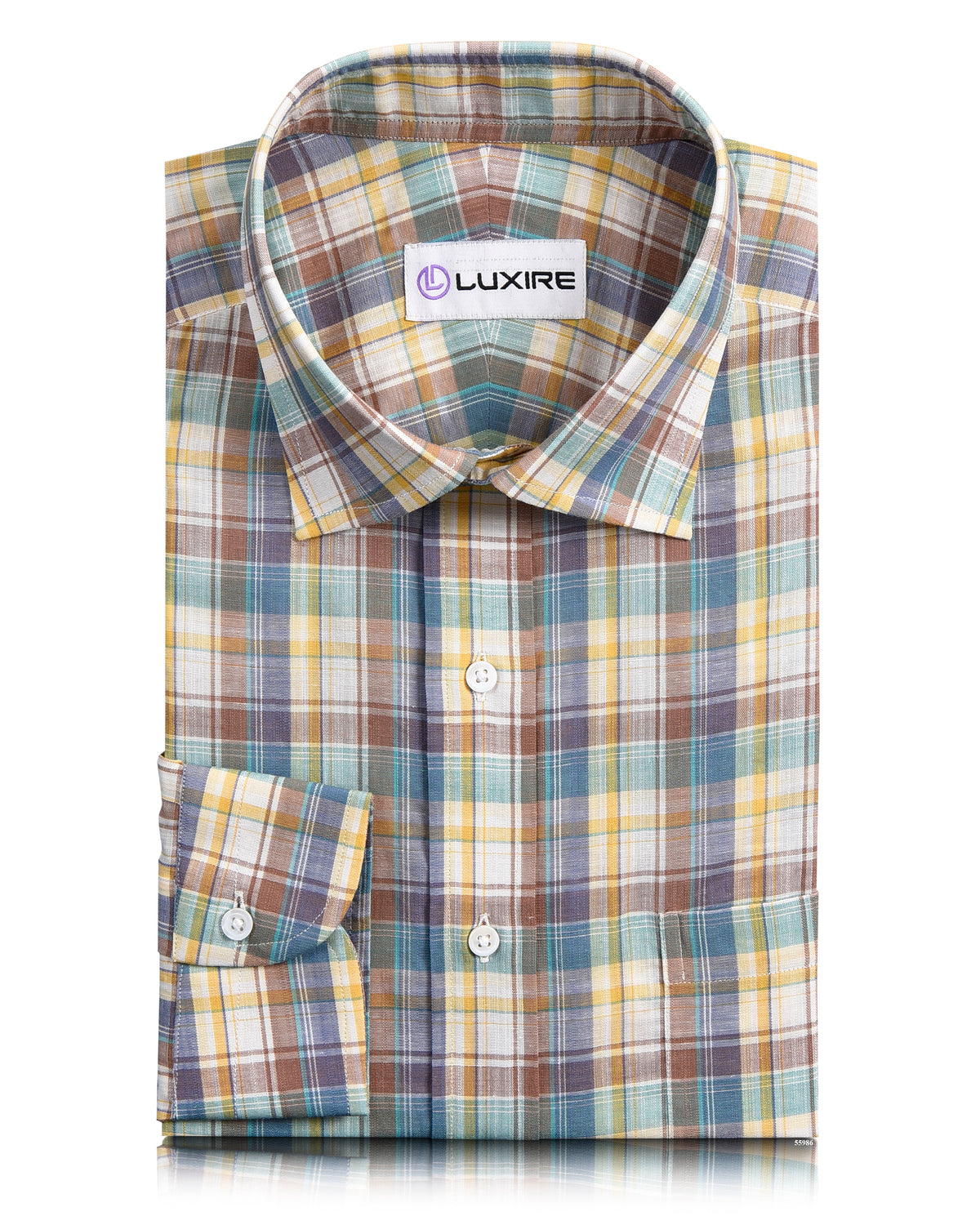 Summer Light Chambray Subtle Brown Blue Yellow Checks Madras - 1