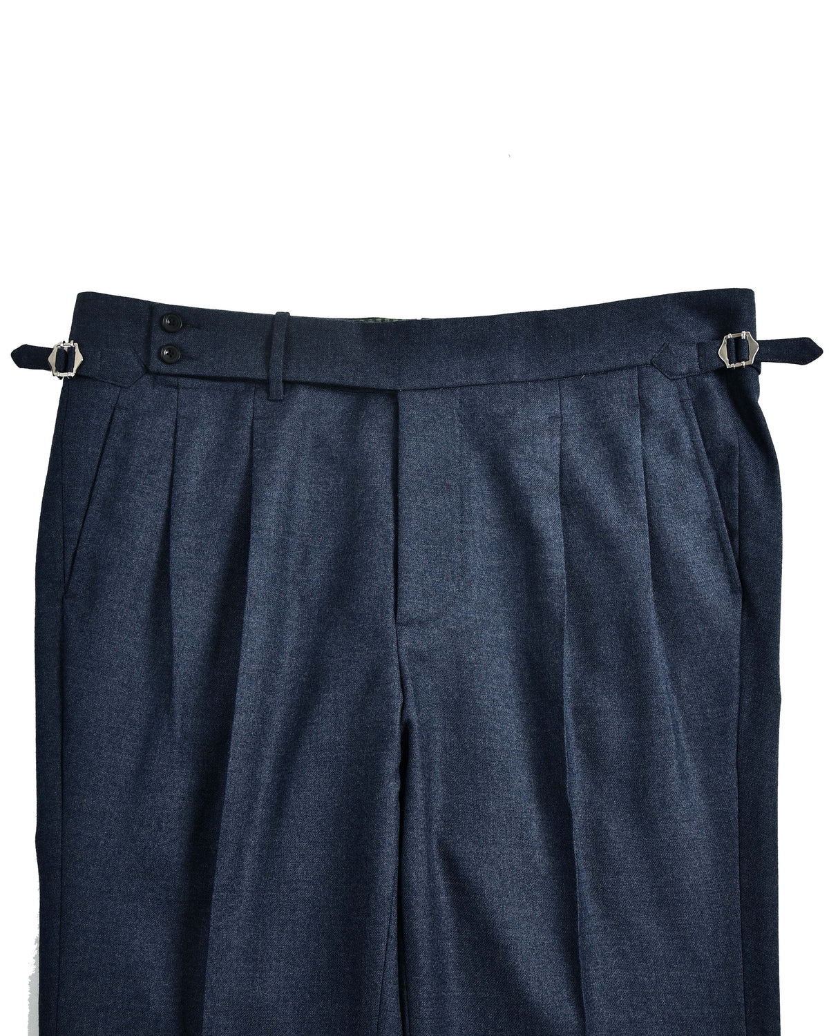 Dugdale Navy Blue Wool Flannel Dress Pant - 3