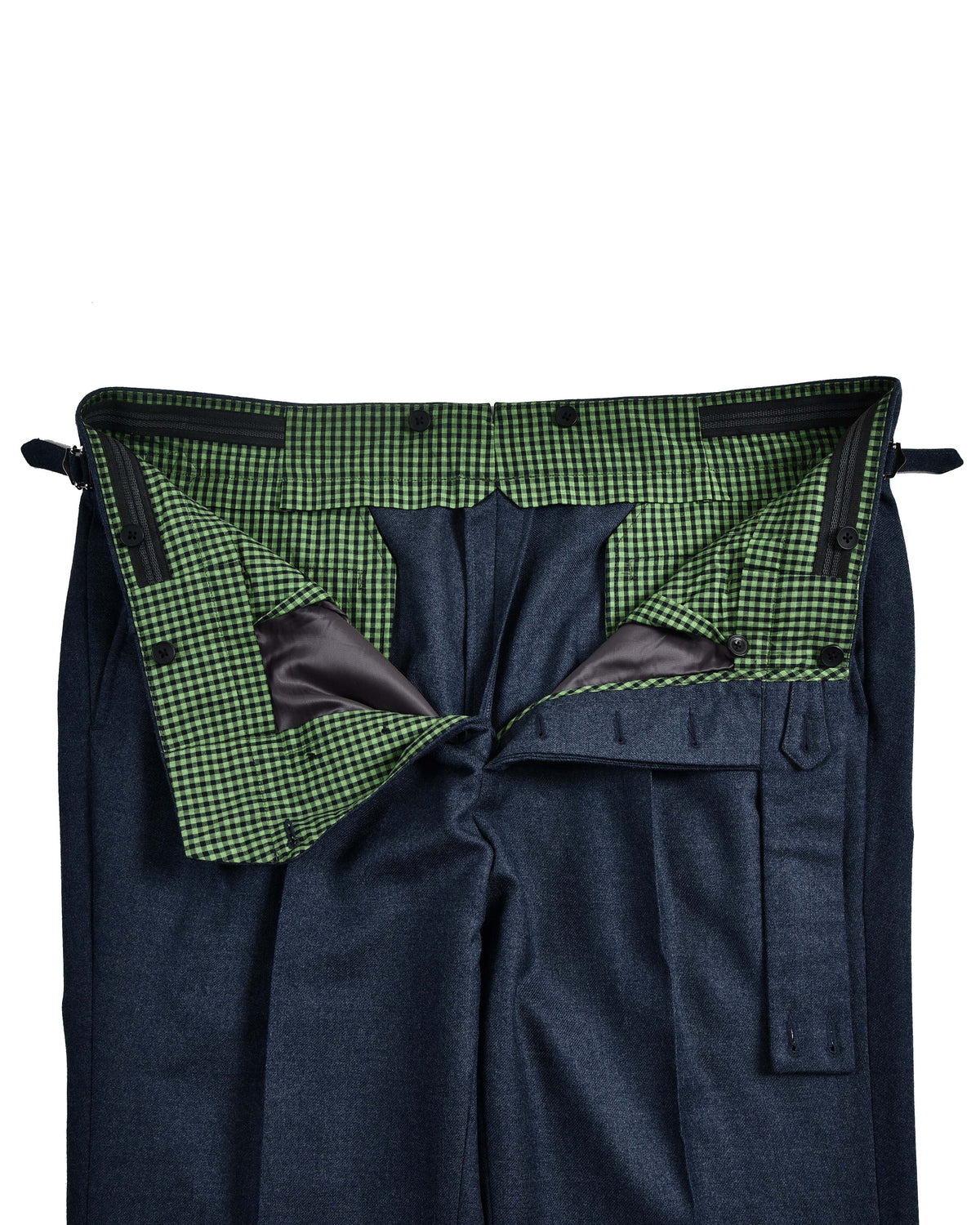 Dugdale Navy Blue Wool Flannel Dress Pant - 5