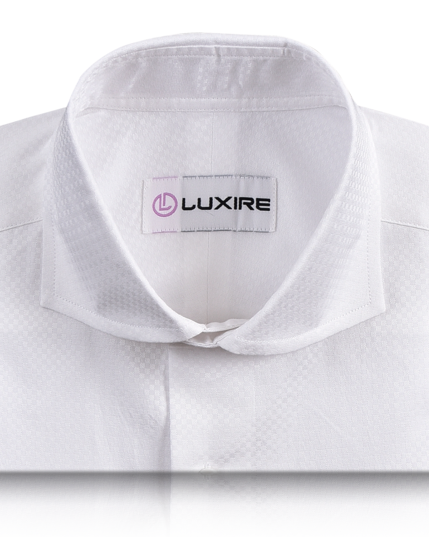 Front view of custom check shirts for men by Luxire white textured