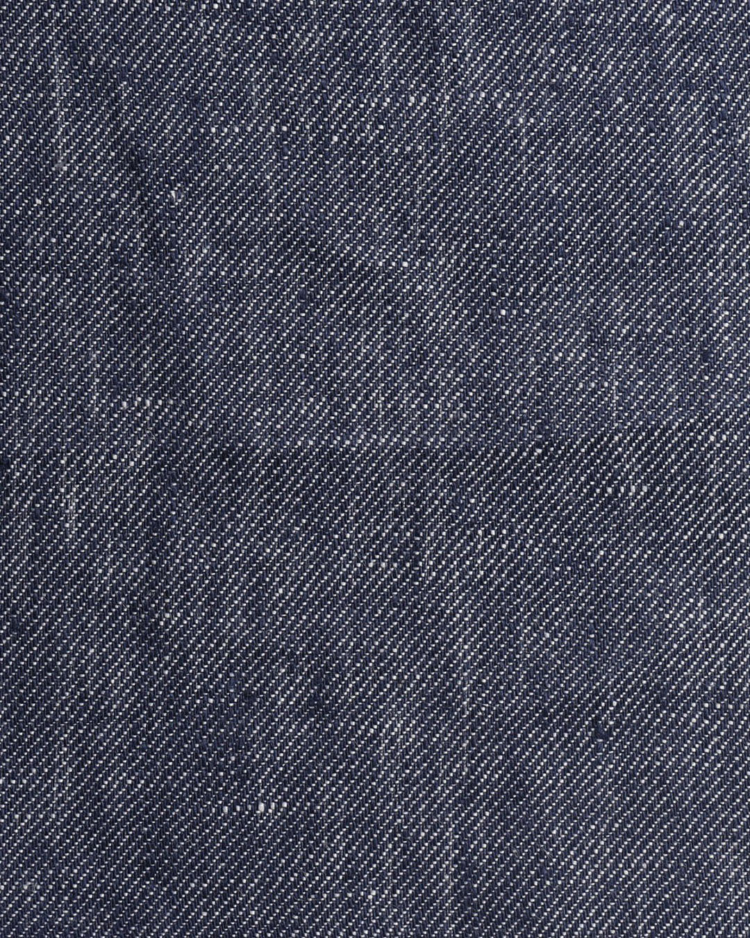 Close up view of custom linen pants for men by Luxire in denim blue