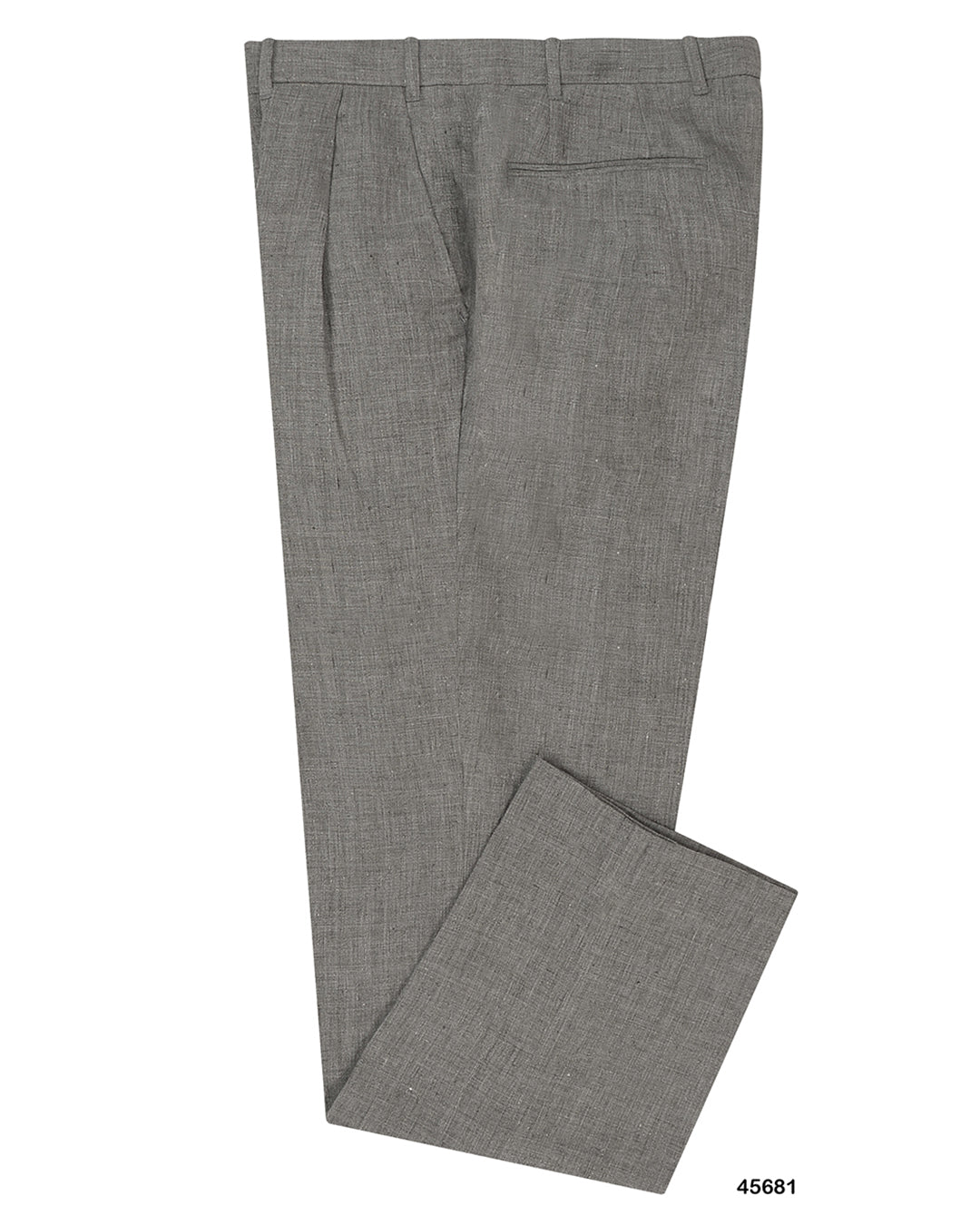 Side view of custom linen pants for men by Luxire in stone grey