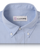 Collar of the custom oxford shirt for men by Luxire in blue pinpoint 2