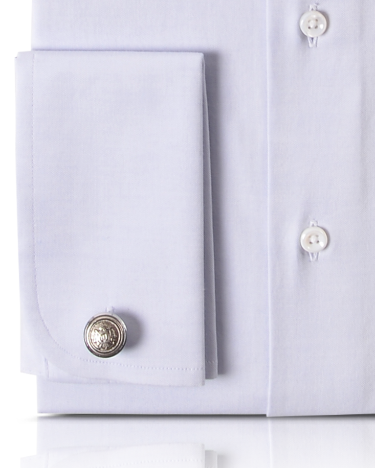 Cuff of the custom oxford shirt for men by Luxire in faint blue pinpoint