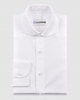 Front of the custom oxford shirt for men by Luxire in white pinpoint