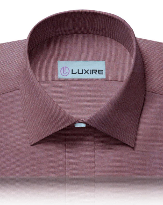 Collar of the custom oxford shirt for men by Luxire in maroon