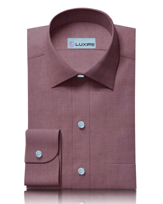 Front of the custom oxford shirt for men by Luxire in maroon
