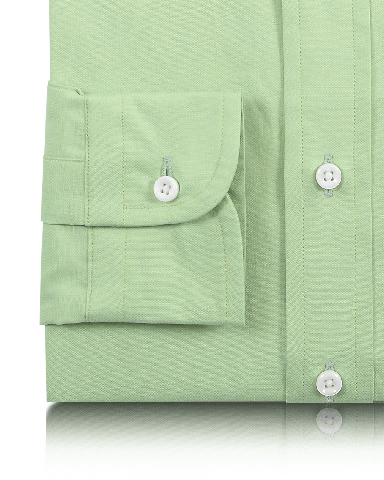 Cuff of the custom oxford shirt for men by Luxire in moss green