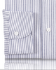 Cuff of the custom oxford shirt for men by Luxire with navy university stripes