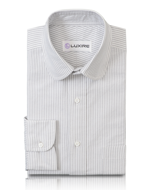 Front of the custom oxford shirt for men by Luxire in olive ash